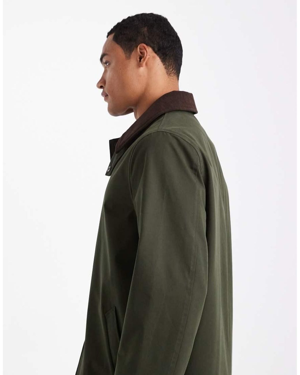 New Look Green Longline Mac With Cord Collar for men