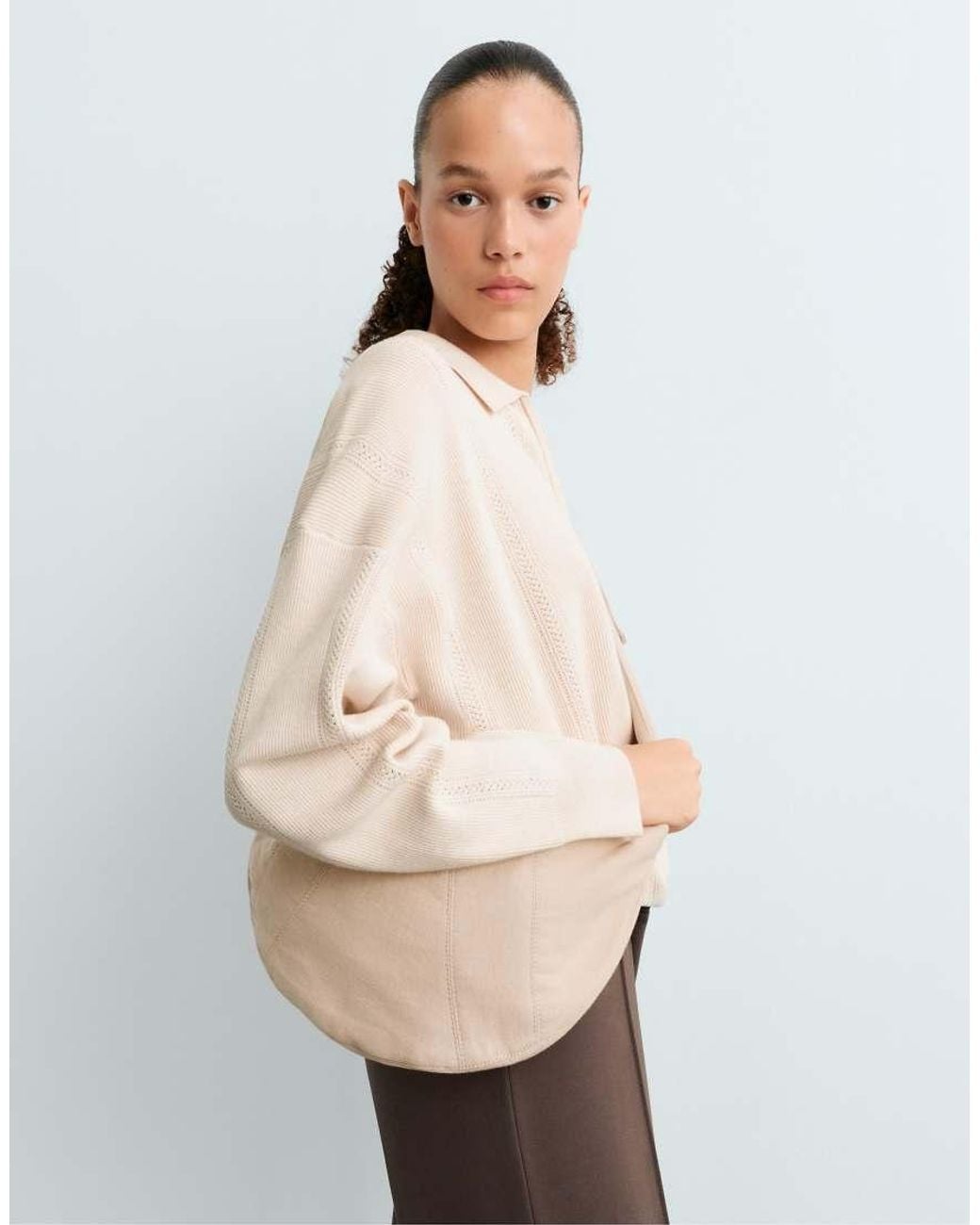 Oysho White 100% Cotton Crossbody Bag