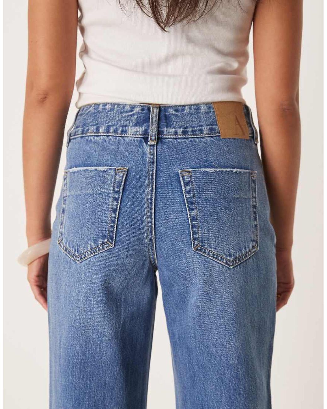Aware Blue Rena Mid Rise Wide Leg Jeans