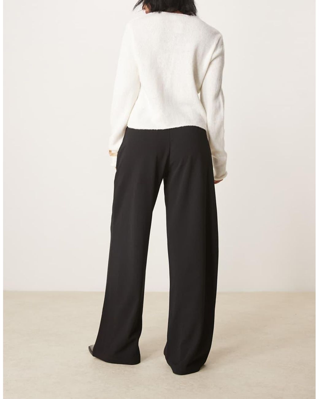 JDY Petite Black Wide Leg Tailored Trousers