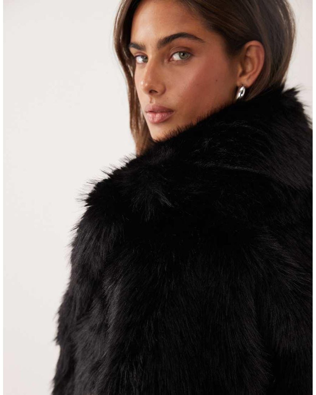 Miss Selfridge Black Faux Fur Crop Jacket