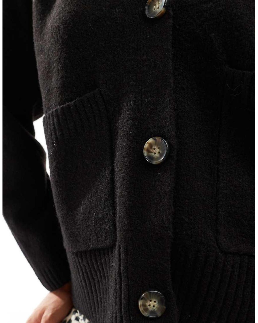 Vero Moda Black Boxy Knitted Cardigan With Pockets