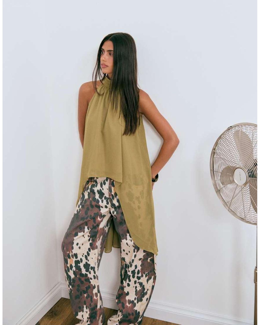 Lioness Blue Exclusive Gabriella Halterneck Chiffon Drape Top