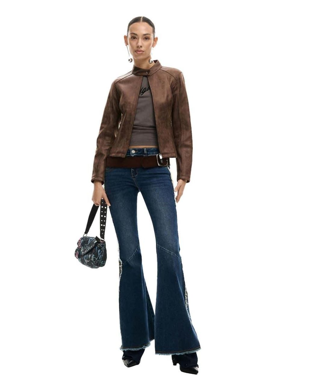 Desigual Brown Jacket Faux Leather