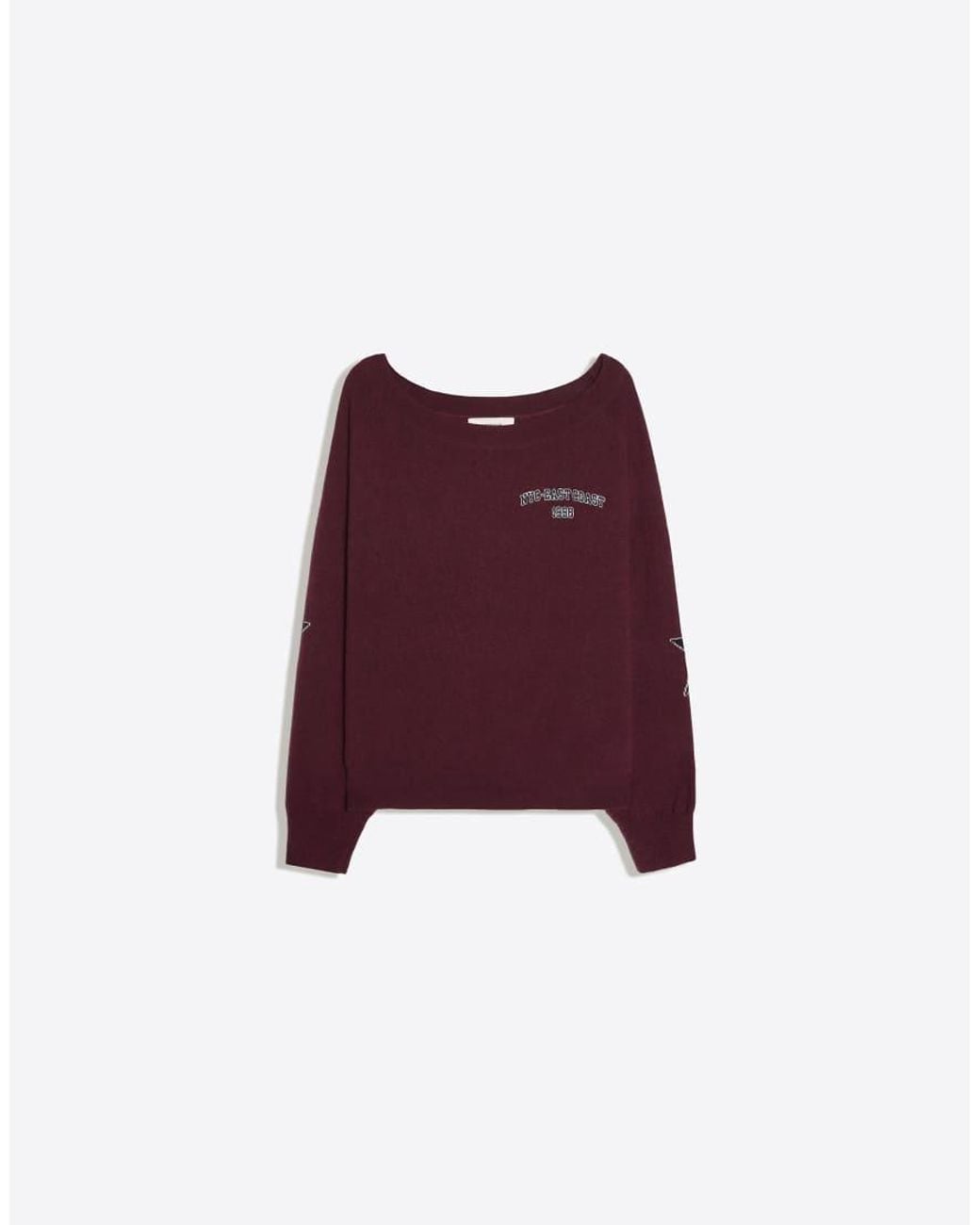 Bershka Brown Graphic Boat Neck Jumper