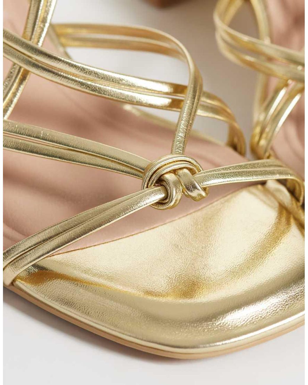 New Look Metallic New Look Faux Leather Strappy Block Heeled Sandal
