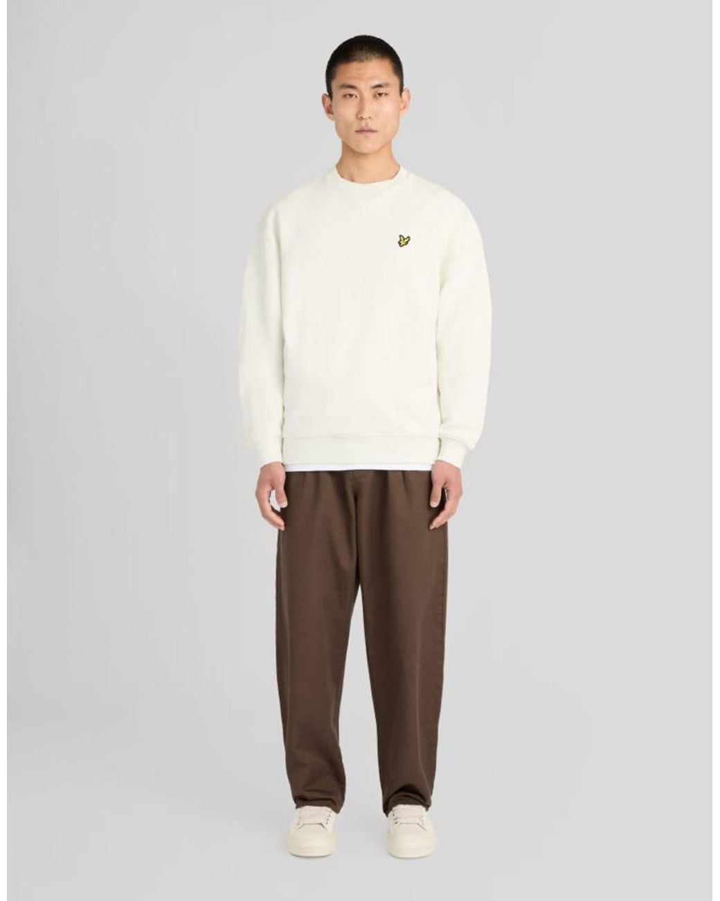 Lyle & Scott White Mid Layers Heavyweight Loopback Crewneck Sweatshirt for men