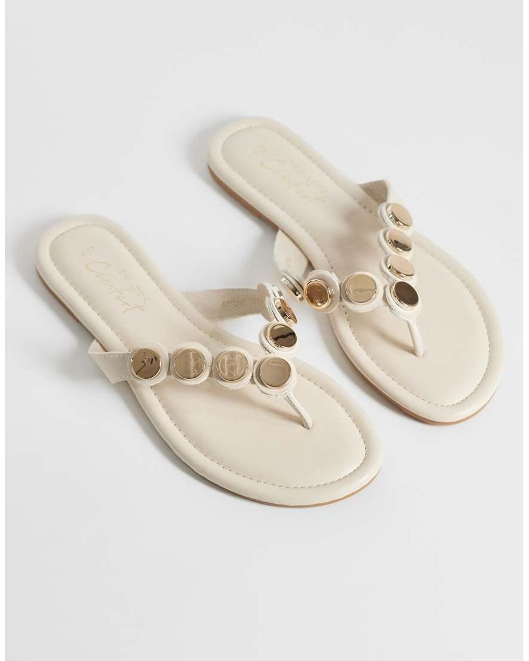 New Look Scallop Detail Toe Post Sandals in Natural | Lyst UK