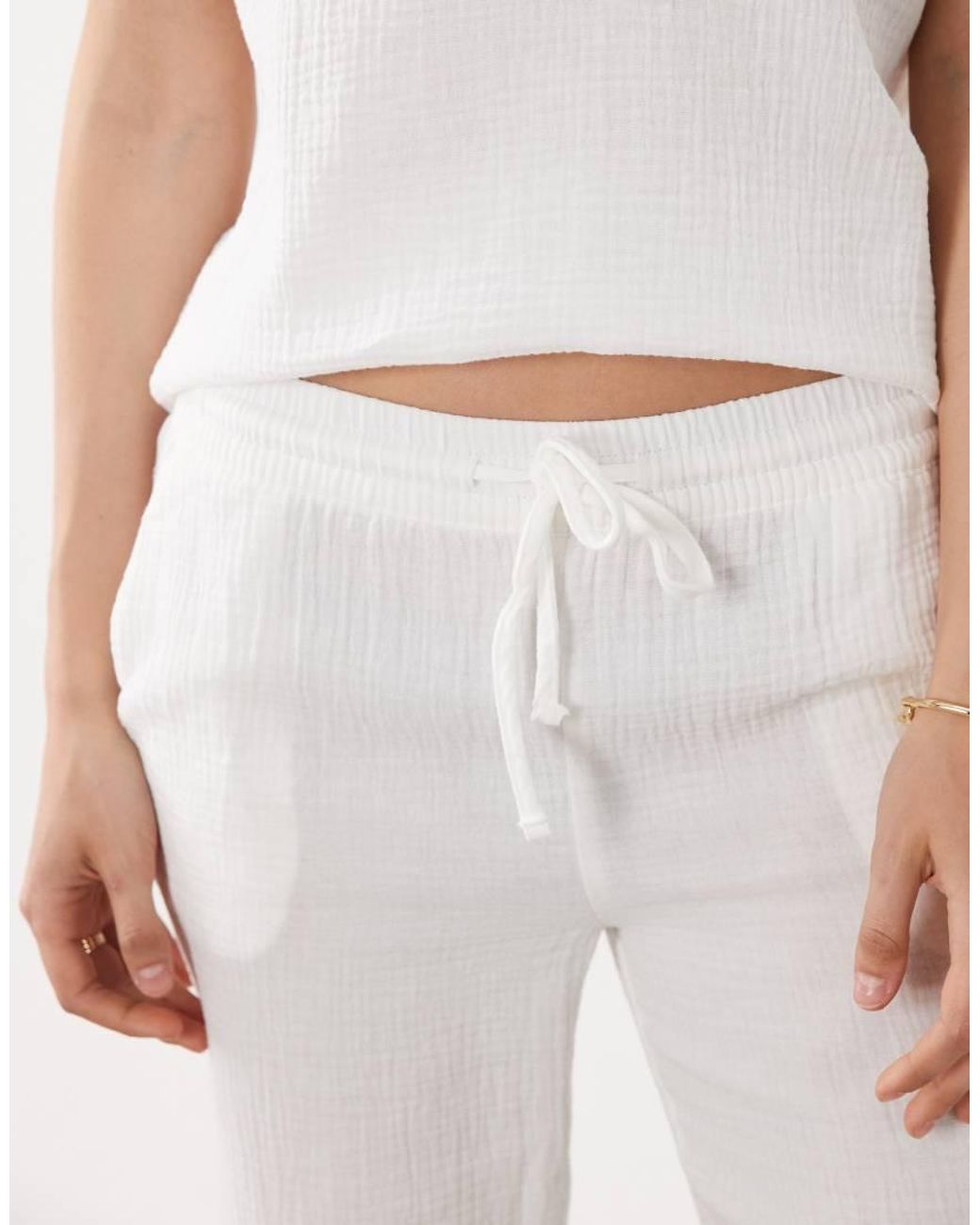 Jdy Natural Wide Leg Cheesecloth Trousers Co-ord