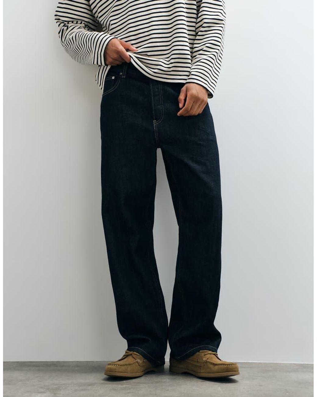ARKET Gray Mist Low Rise baggy Wide Leg Jeans for men
