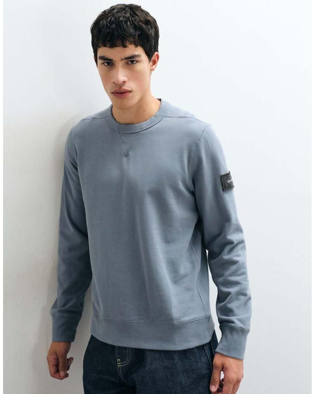Calvin Klein Blue Terry Badge Sweatshirt for men