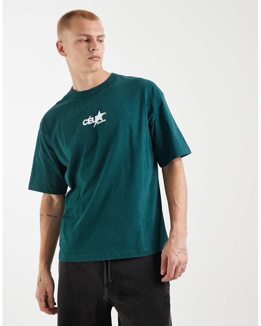 ASOS Green Oversized T-shirt With Street Graphic for men