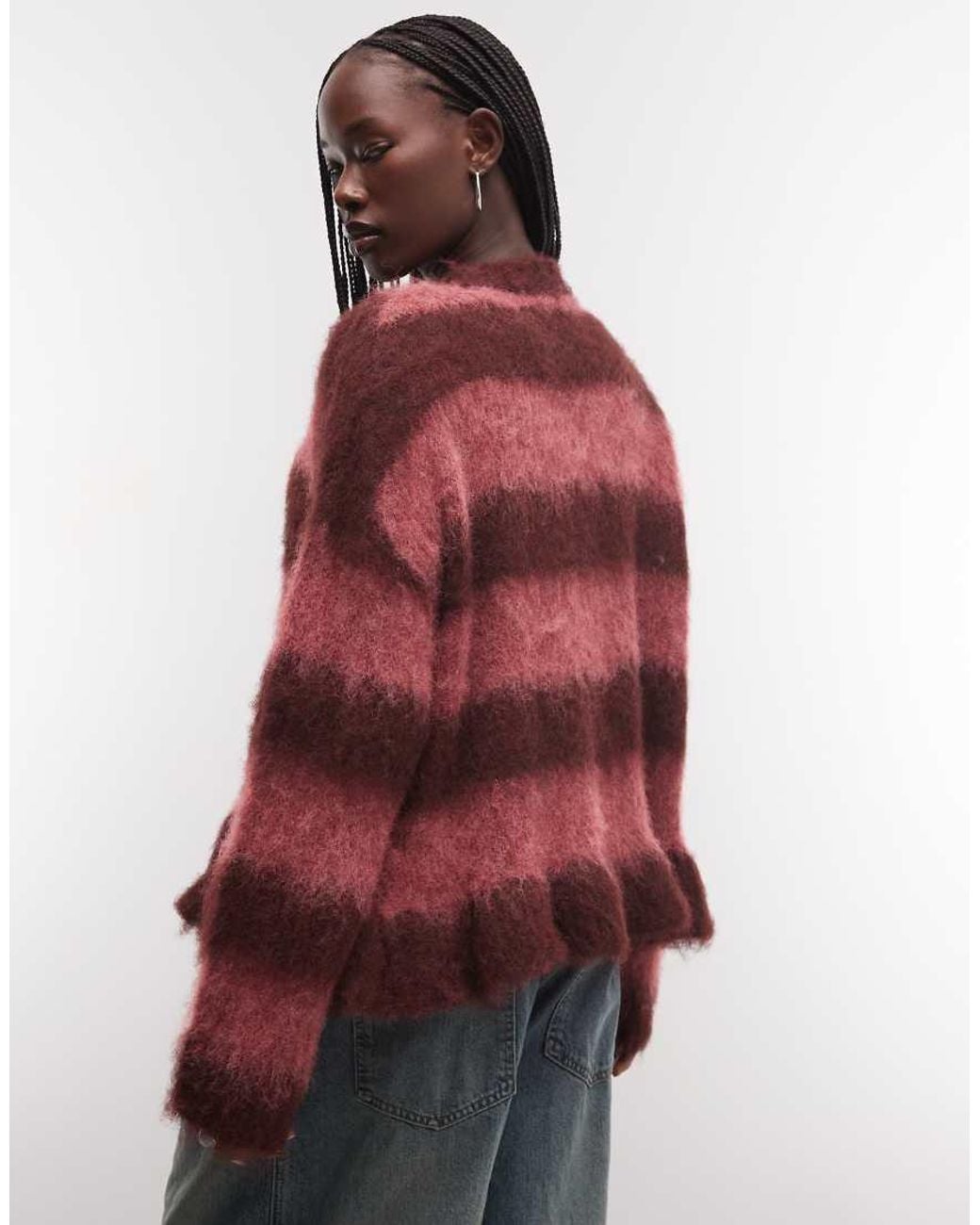 The Ragged Priest Red Oversized Fluffy Knit Cardigan