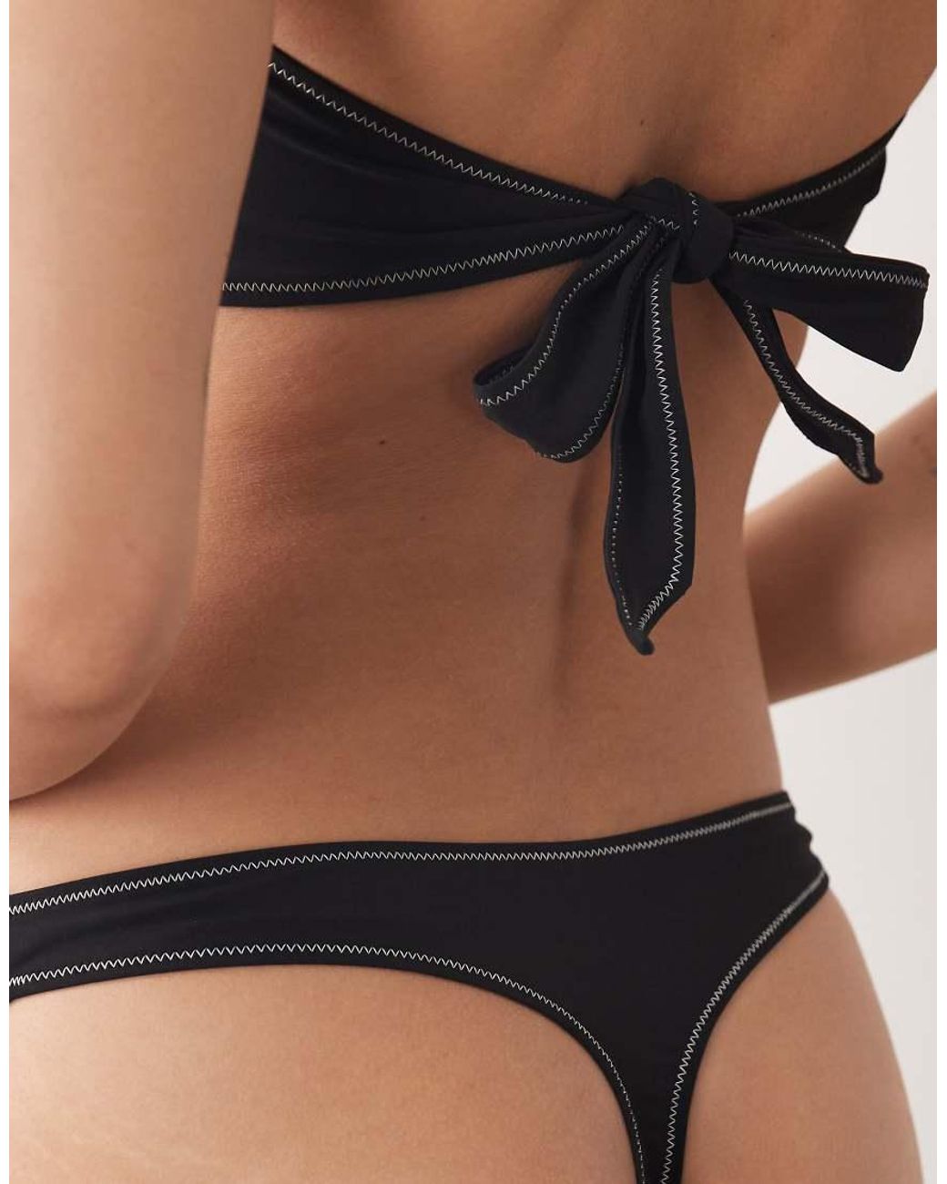 Calvin Klein Black Logo Thong Bikini Bottom