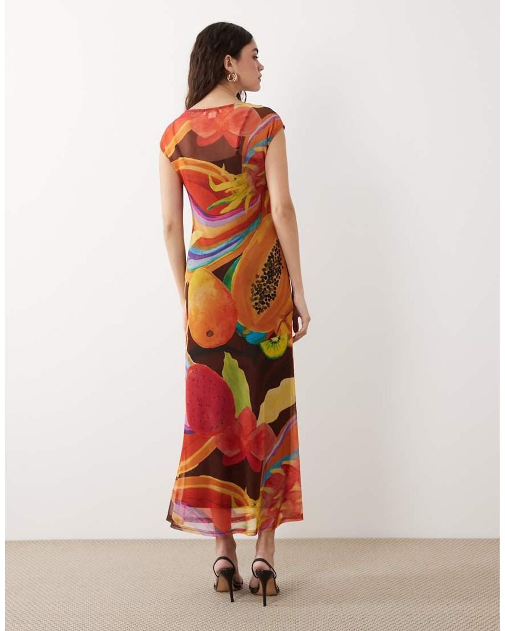 Never Fully Dressed Brown Rio Mesh Cap Sleeve Maxi Dress