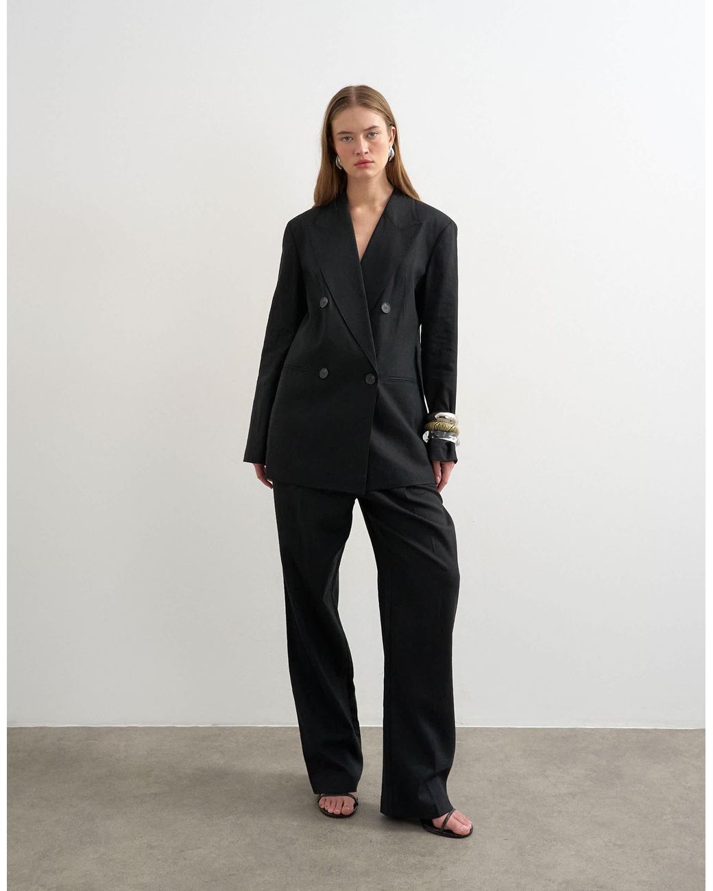 TOPSHOP Black – blazer zum hineinschlüpfen aus leinen