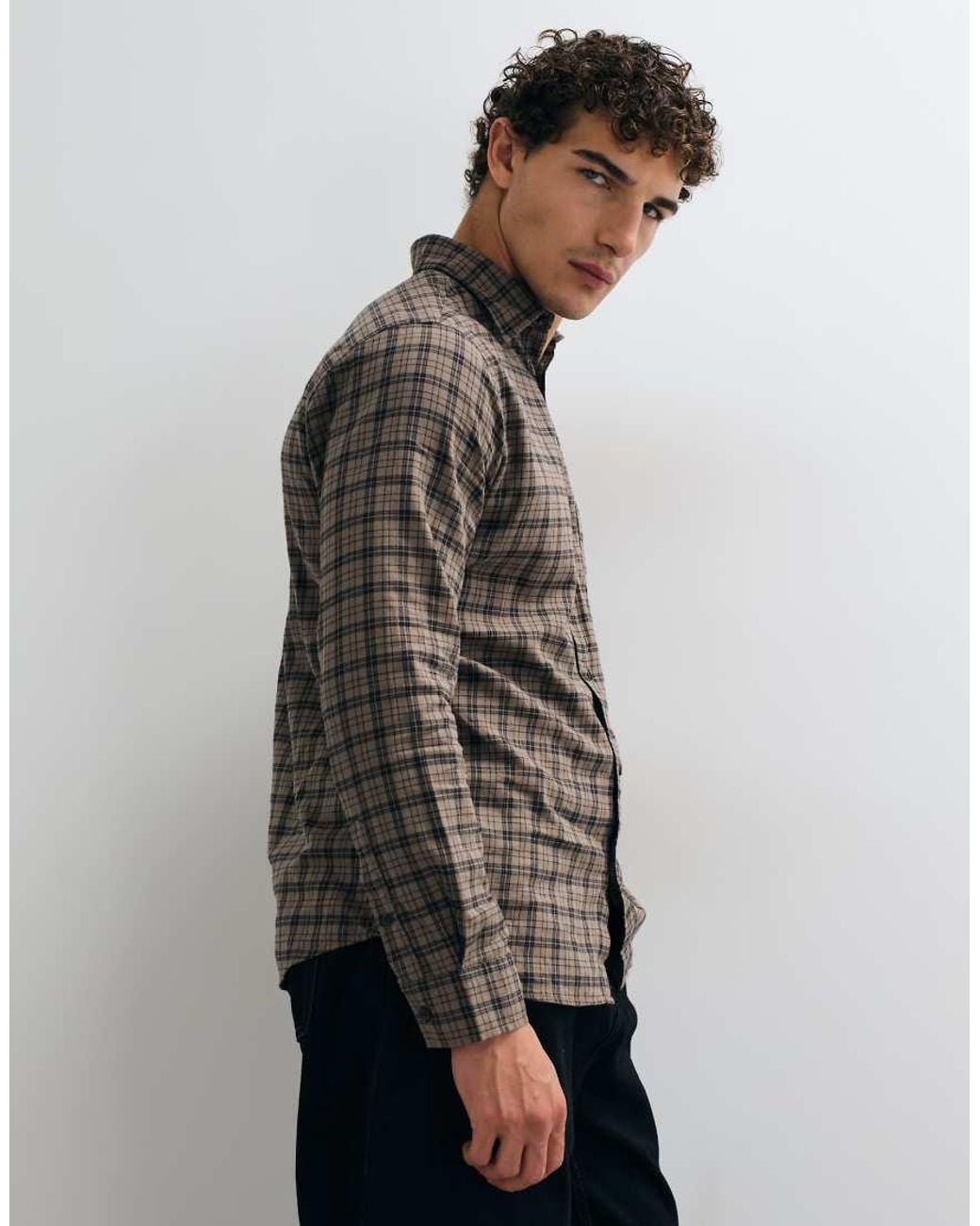 Jack & Jones Gray Flannel Check Shirt for men