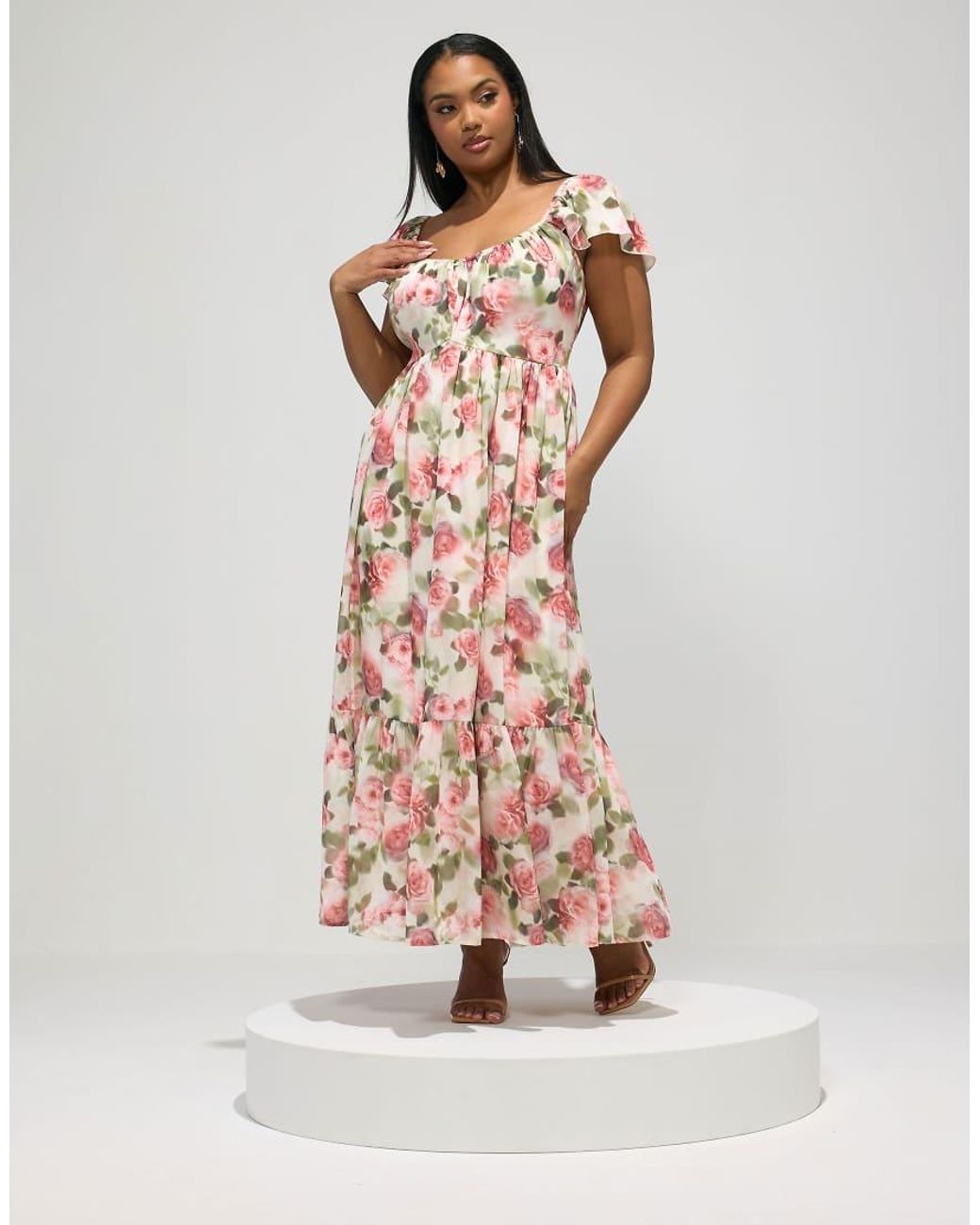 Yours Clothing White Floral Tiered Maxi Dress