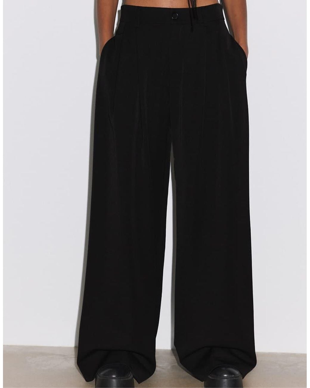 Stradivarius Black Tall Wide Leg Smart Trousers With Darts