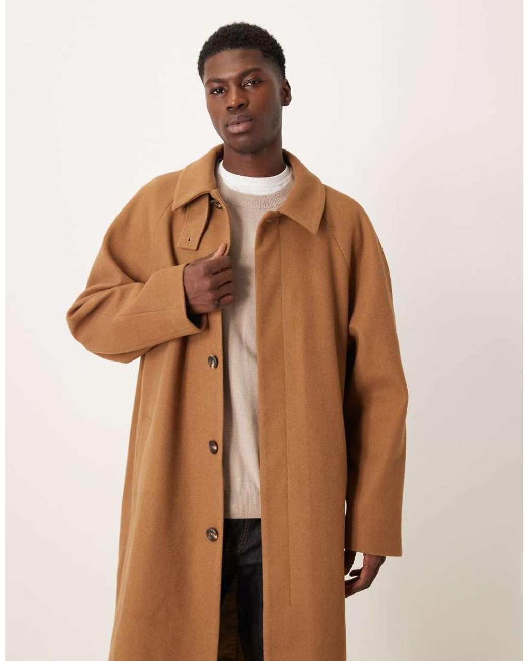 ASOS Natural Wool Look Overcoat for men