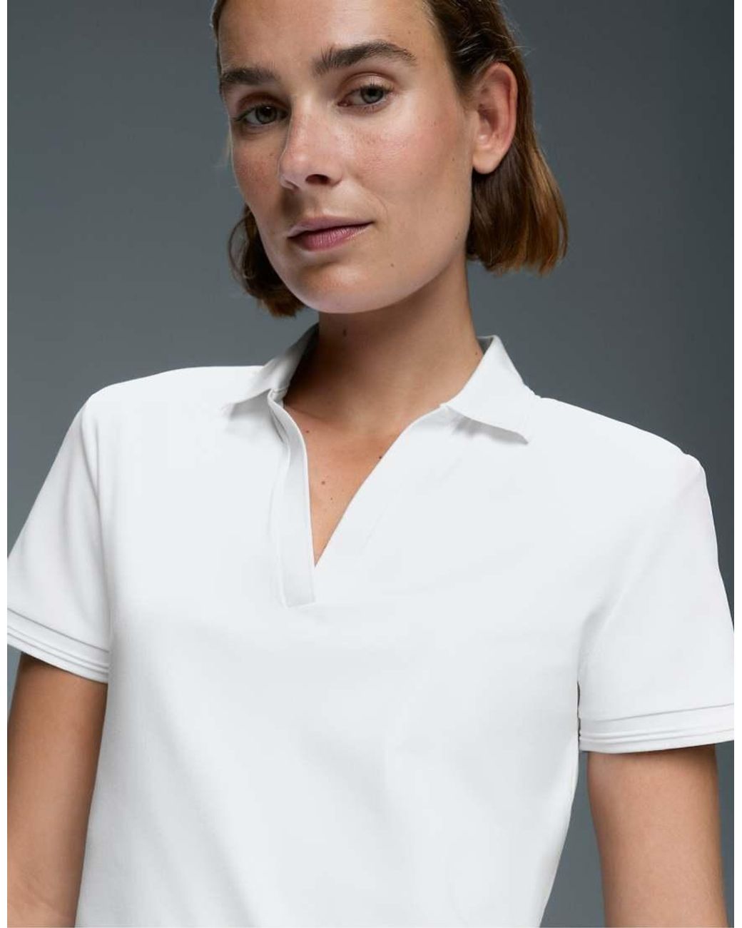 Oysho White Comfortlux Short Sleeve Piping Polo Shirt