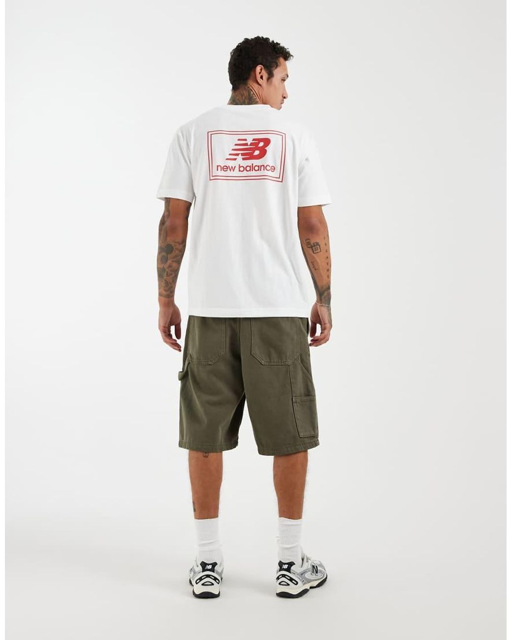 New Balance White Woven Label T-shirt for men