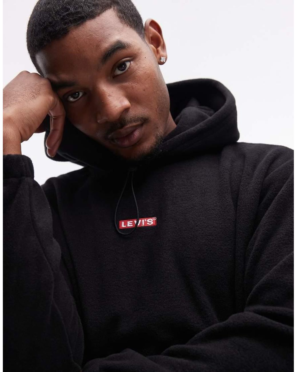 Levi s Central Baby Tab Logo Polar Fleece Hoodie in Black for Men Lyst UK