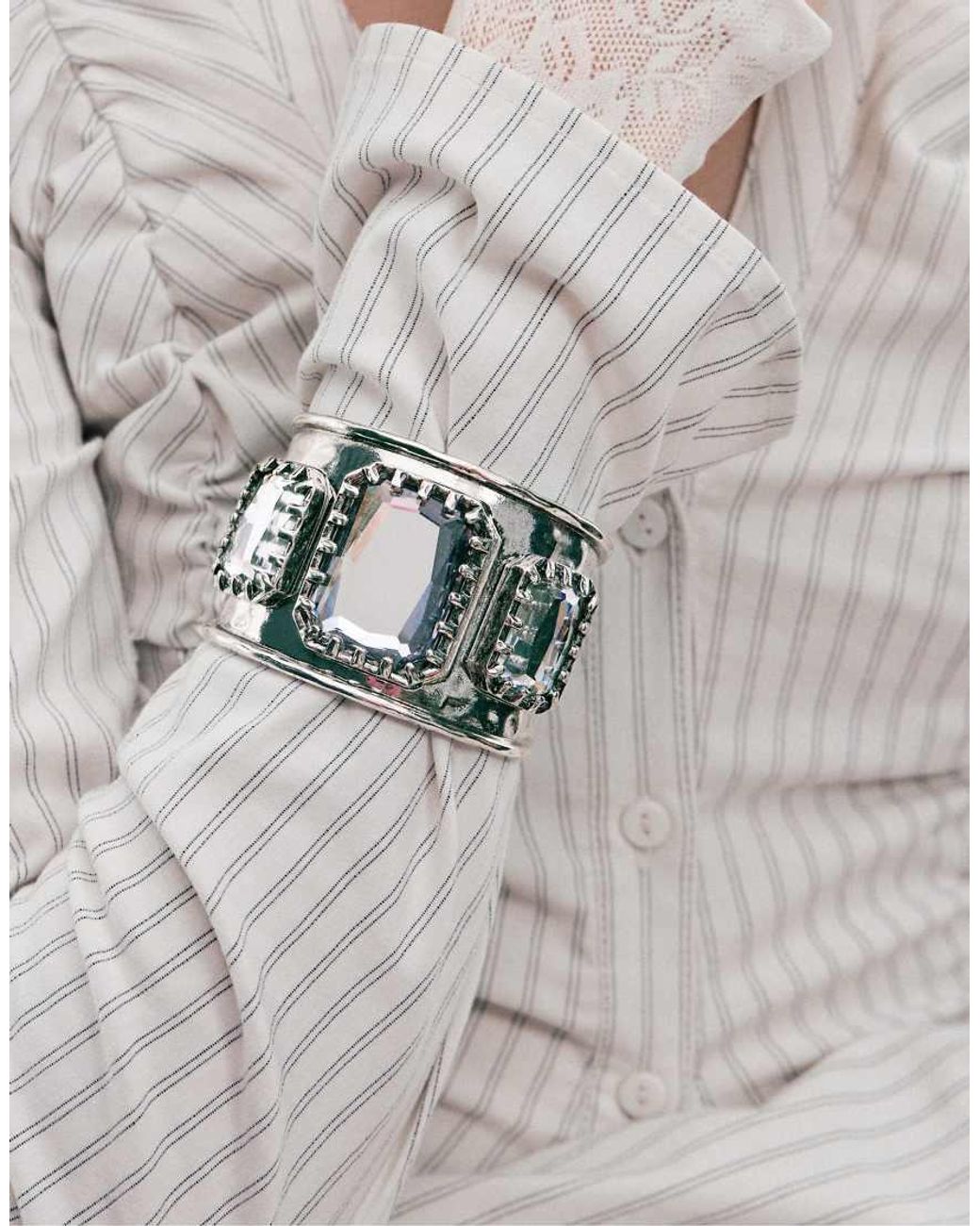 Stradivarius White Jewel Cuff