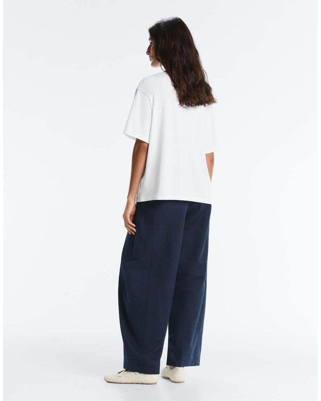 Oysho Blue Cotton Blend Balloon Trousers
