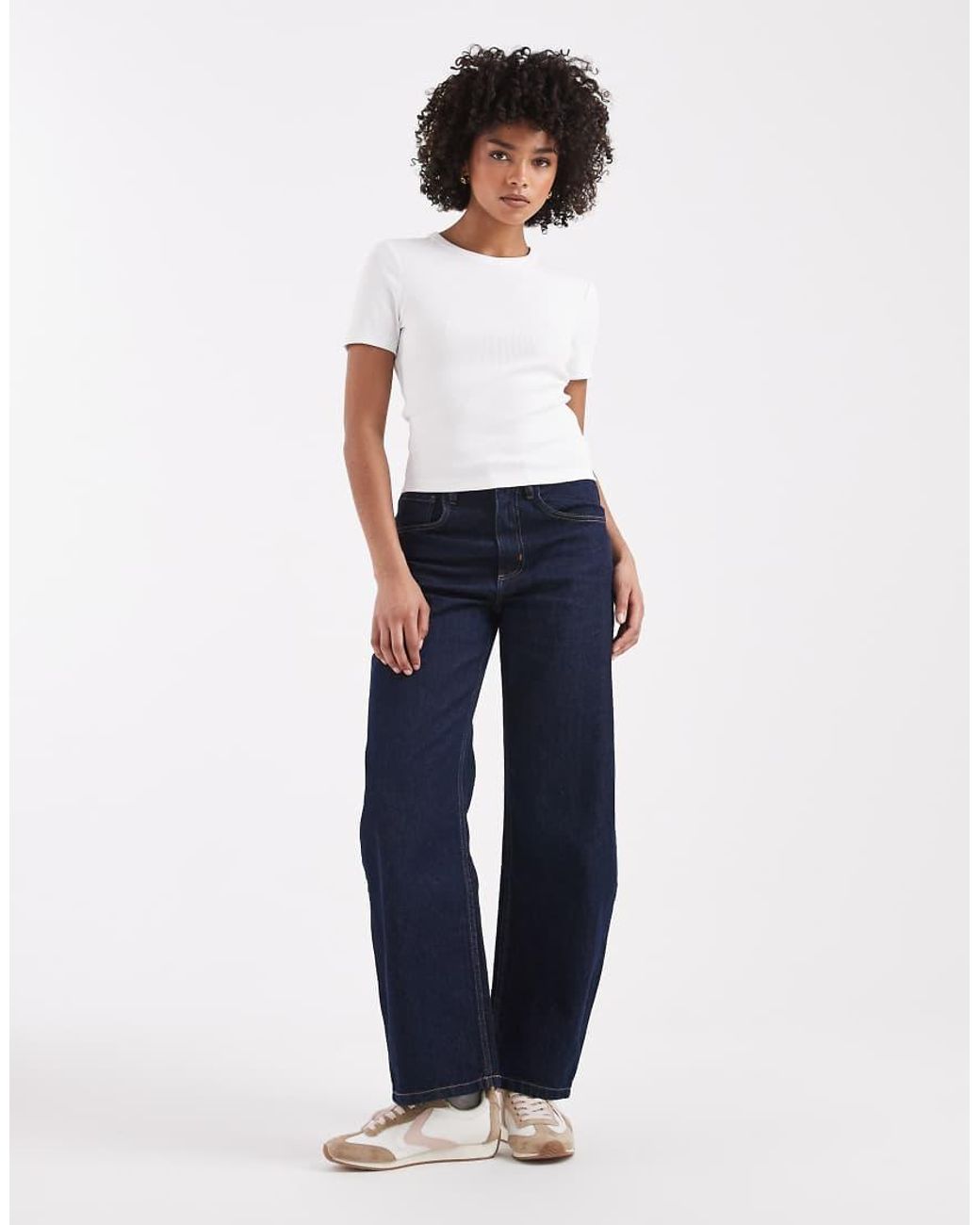 ONLY White Ribbed T-shirt