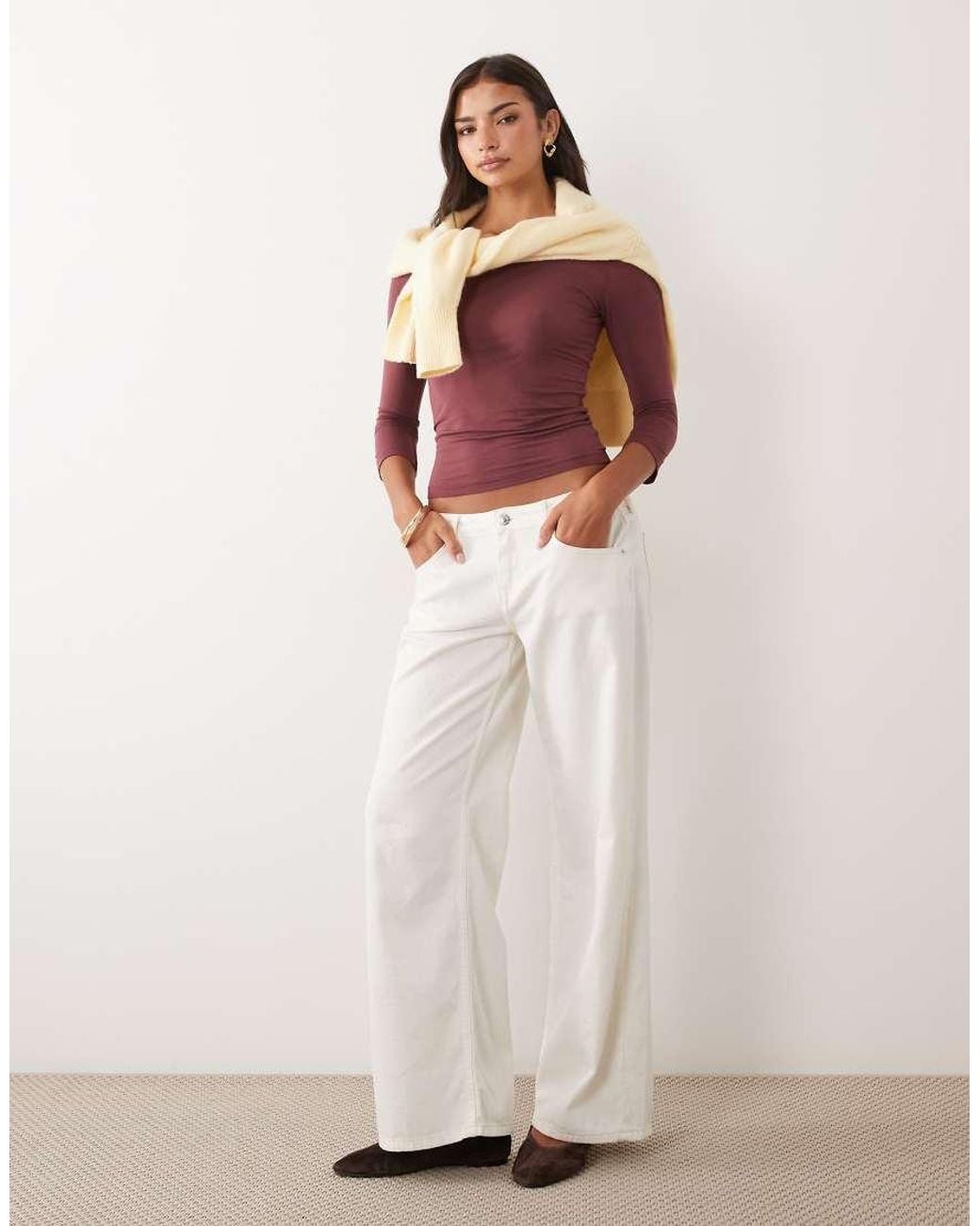 Gina Tricot Red V-neck 3/4 Sleeve Top