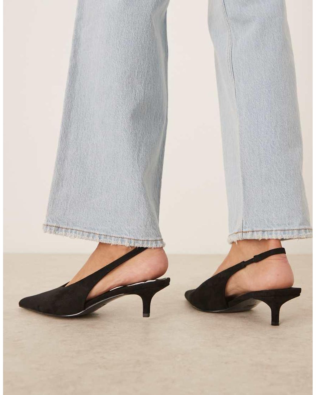 ASOS Natural Sydney Slingback Kitten Heel Shoes