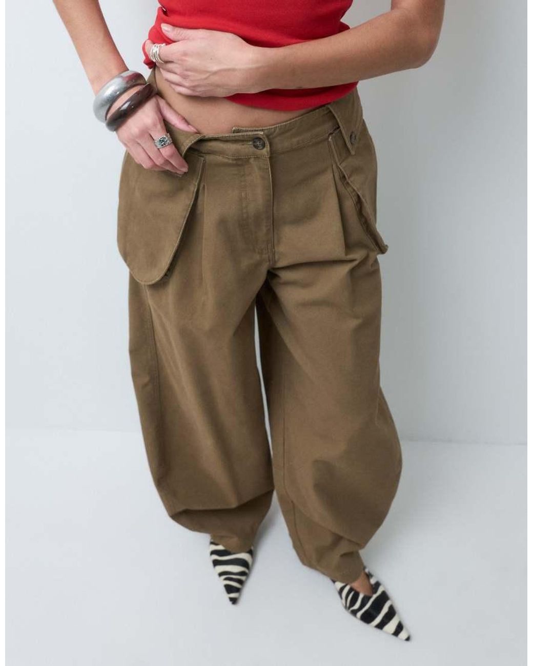 ASOS Red Cargo Pants With Side Pocket Detailing