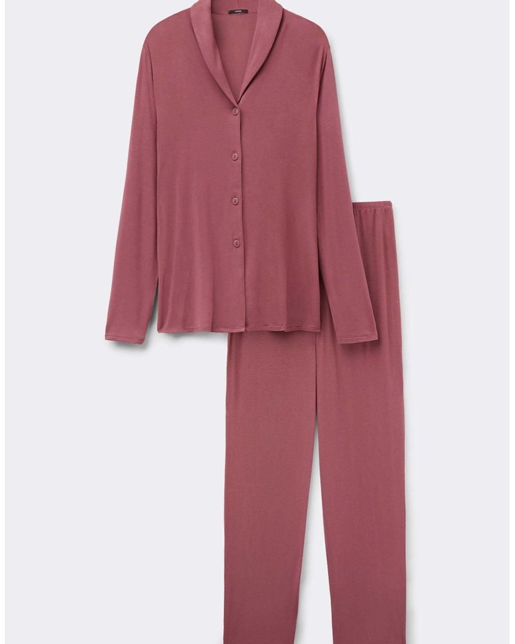 Tezenis Red Long Open Viscose Pyjamas