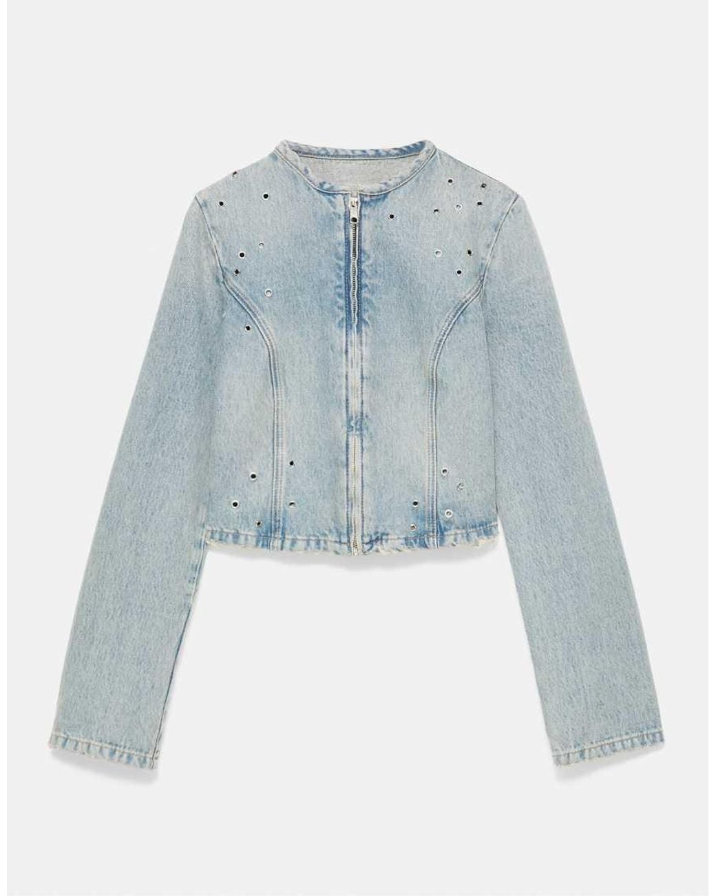 Pull&Bear Black Eyelet Denim Jacket