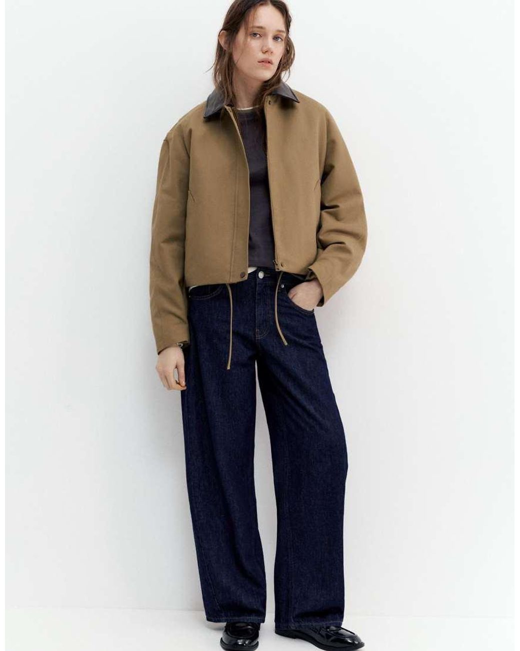 Pull&Bear Blue Low-Rise Barrel Jeans