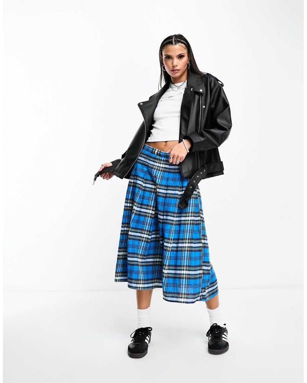 Noisy May Blue Faux Leather Oversized Biker Jacket