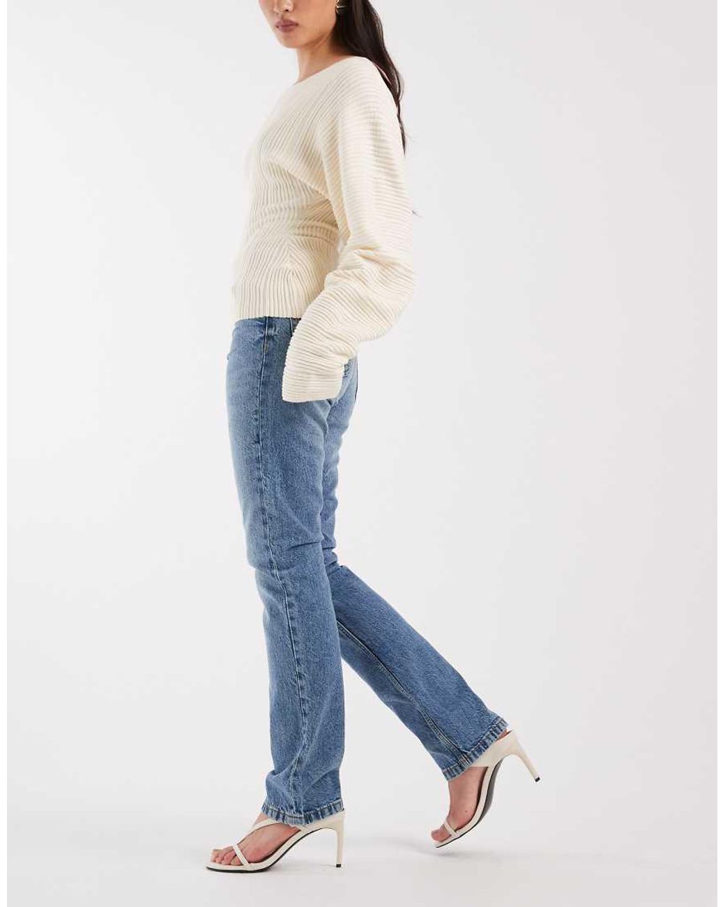 ASOS Blue High Waisted Slim Straight Jeans