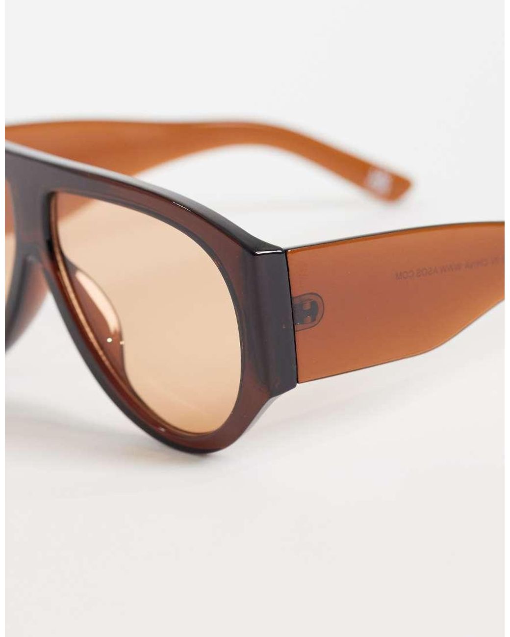 ASOS Natural Aviator Sunglasses With Wide Temple