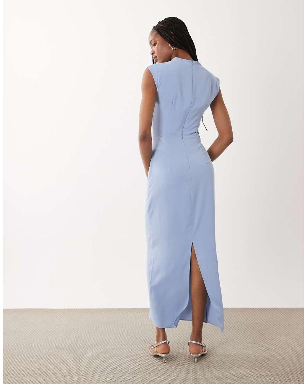 ASOS Blue Asos Design Tall Twist Neck Slinky Midi Dress
