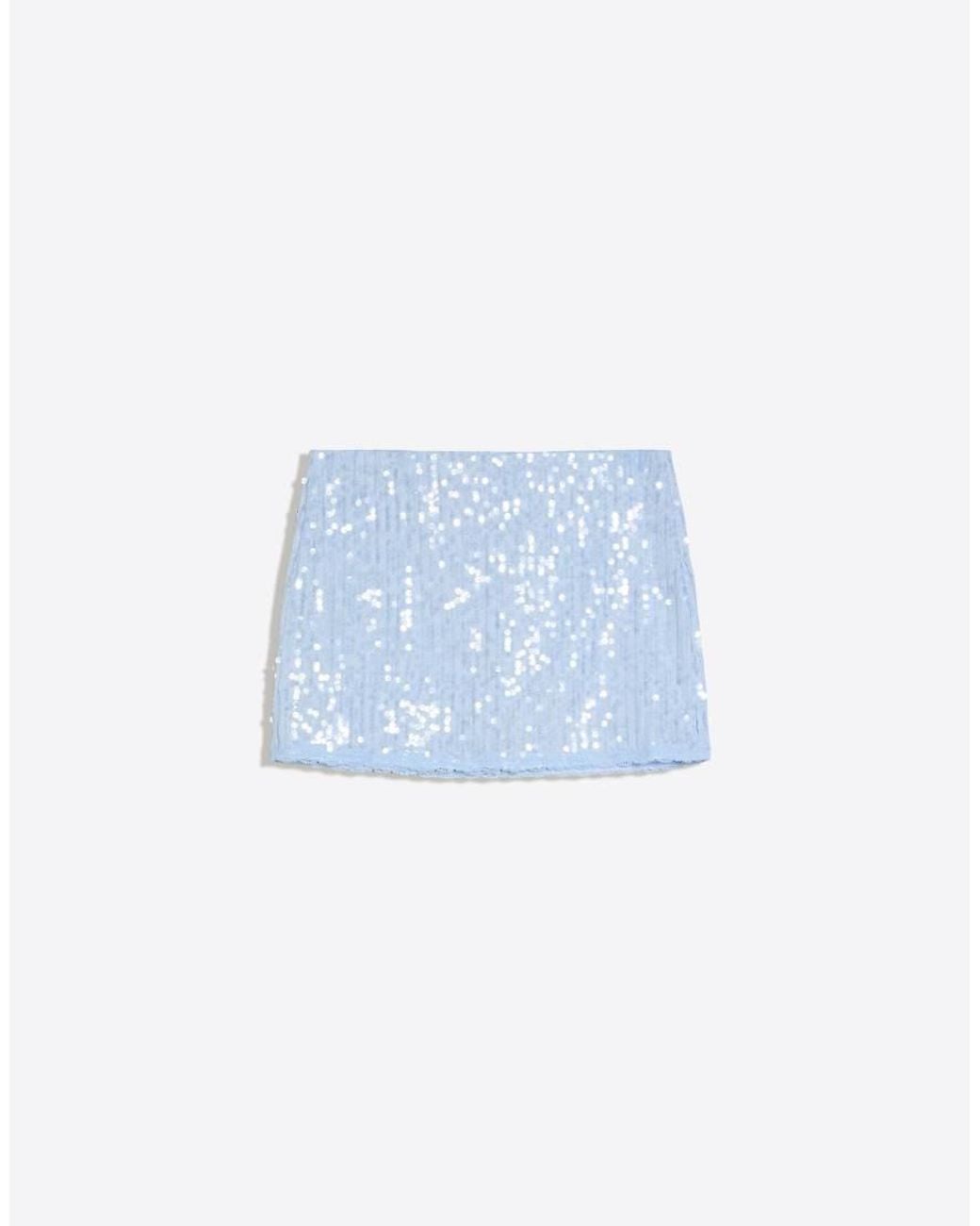 Bershka Gray Lace Sequin Mini Skirt