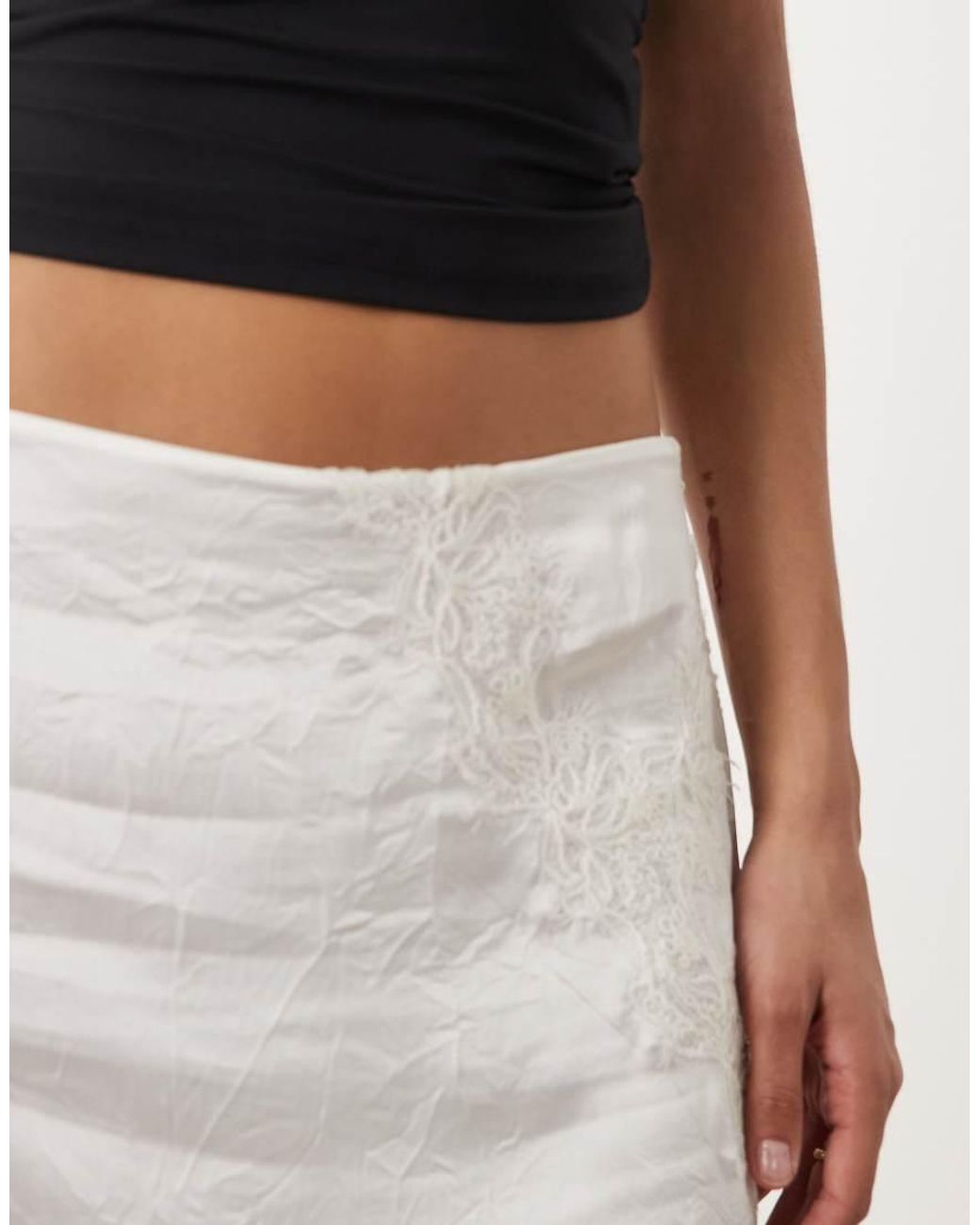 Mango Natural Delicate Lace Midi Skirt