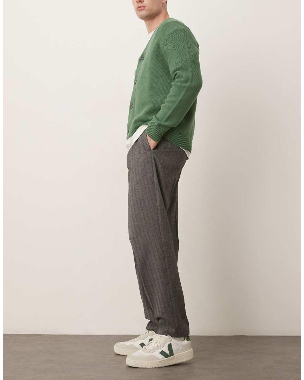 ASOS Green Smart Oversized Tapered Trousers for men