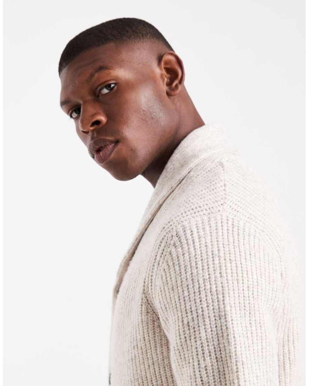 Threadbare Natural Shawl Detail Cardigan for men