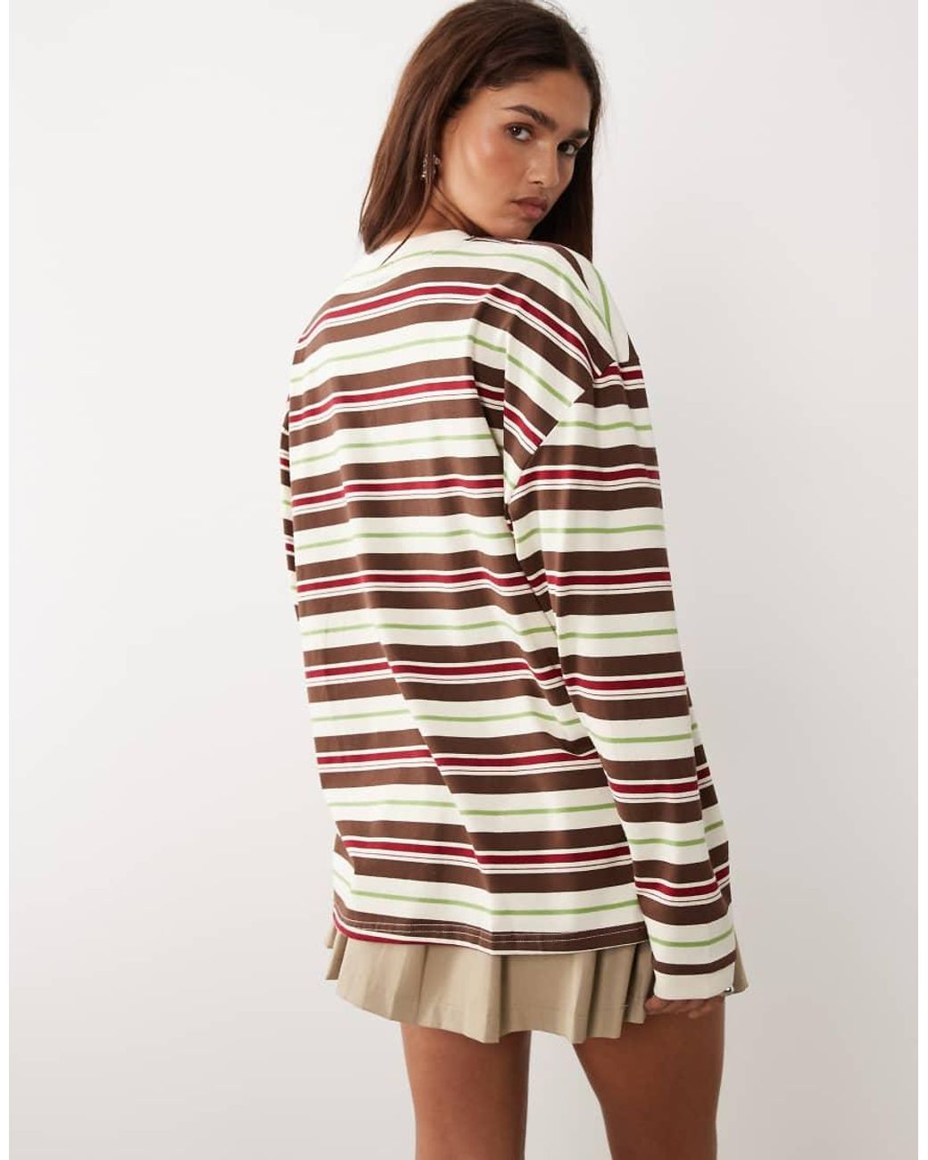 BRONZE SNAKE Natural Tim Stripe Long Sleeve Top