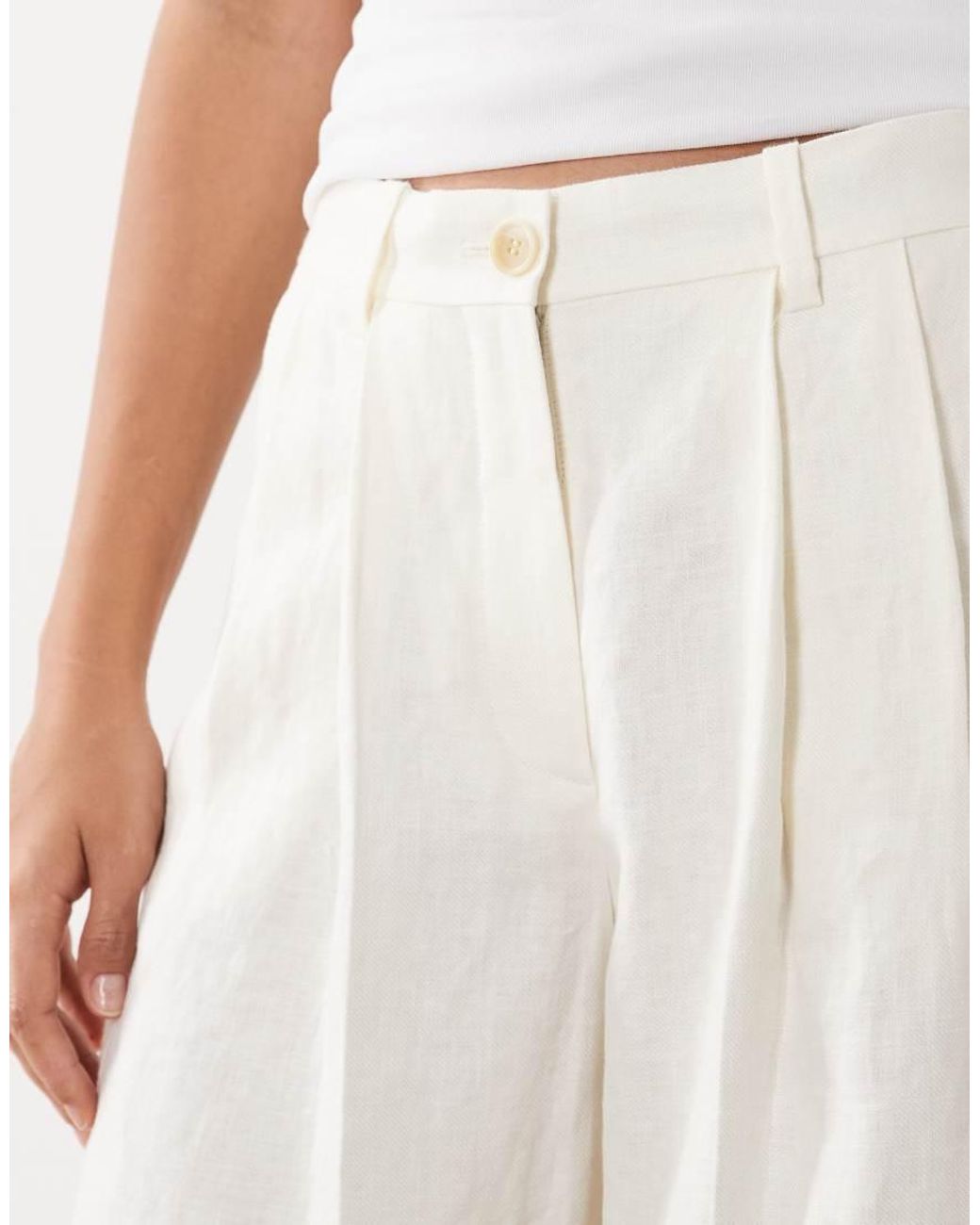 ARKET White Pure Linen Barrel Leg Longline Shorts