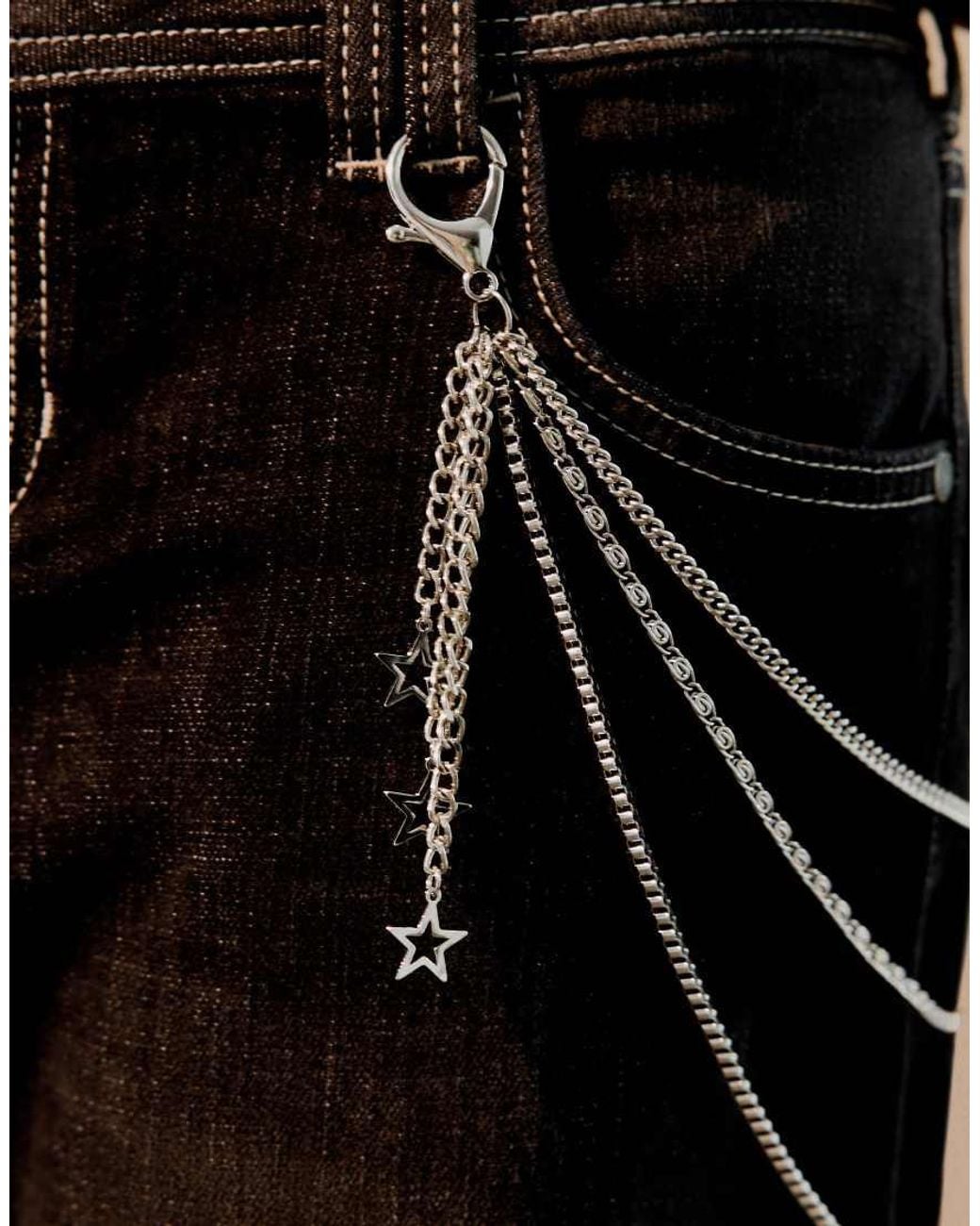 Bershka Black Star Print Trousers Chain