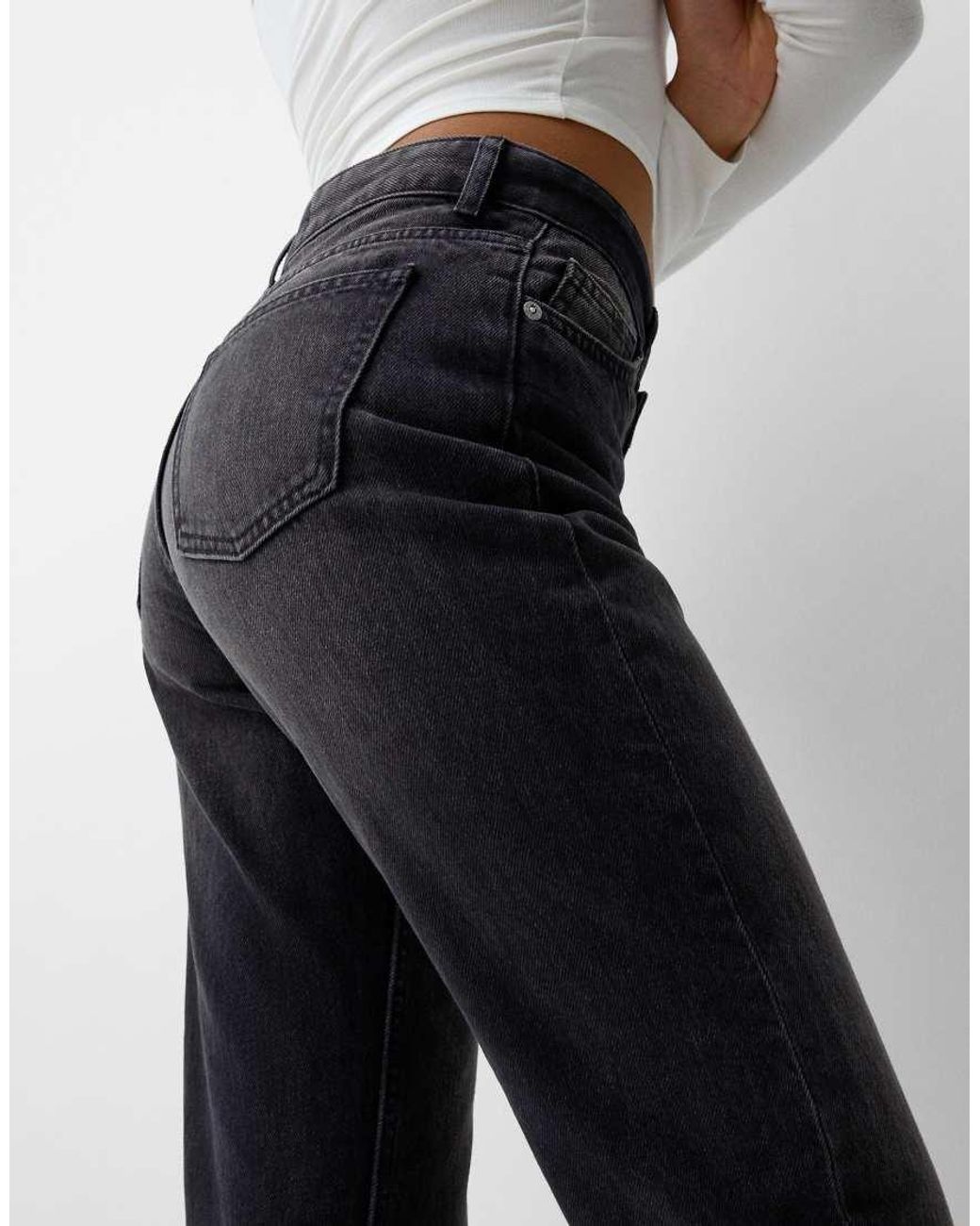 Bershka White Straight Fit Jeans
