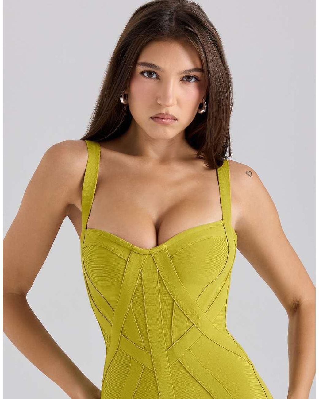 House Of Cb Yellow The Era Martini Midi Bandage Dress