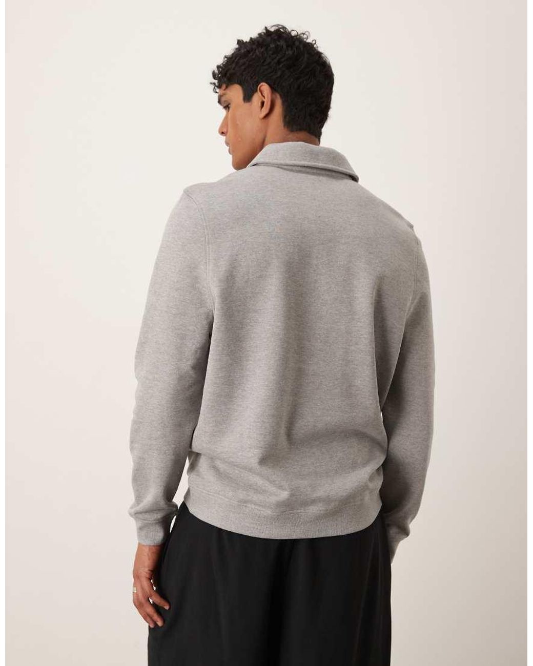 ASOS Gray Quarter Zip Sweatshirt With Collar for men
